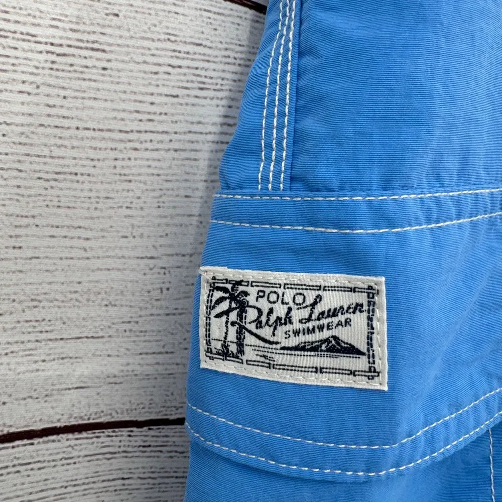 Polo Ralph Lauren Swim Trunks Cargo Pocket Swimwear Blue 2XB BIG‎